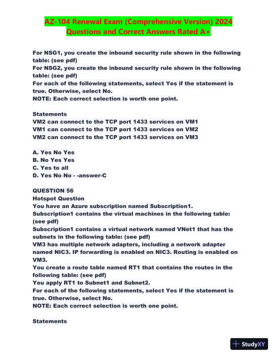 2024 AZ-104 Renewal Comprehensive Exam with Answers (270 Solved Questions), page 29
