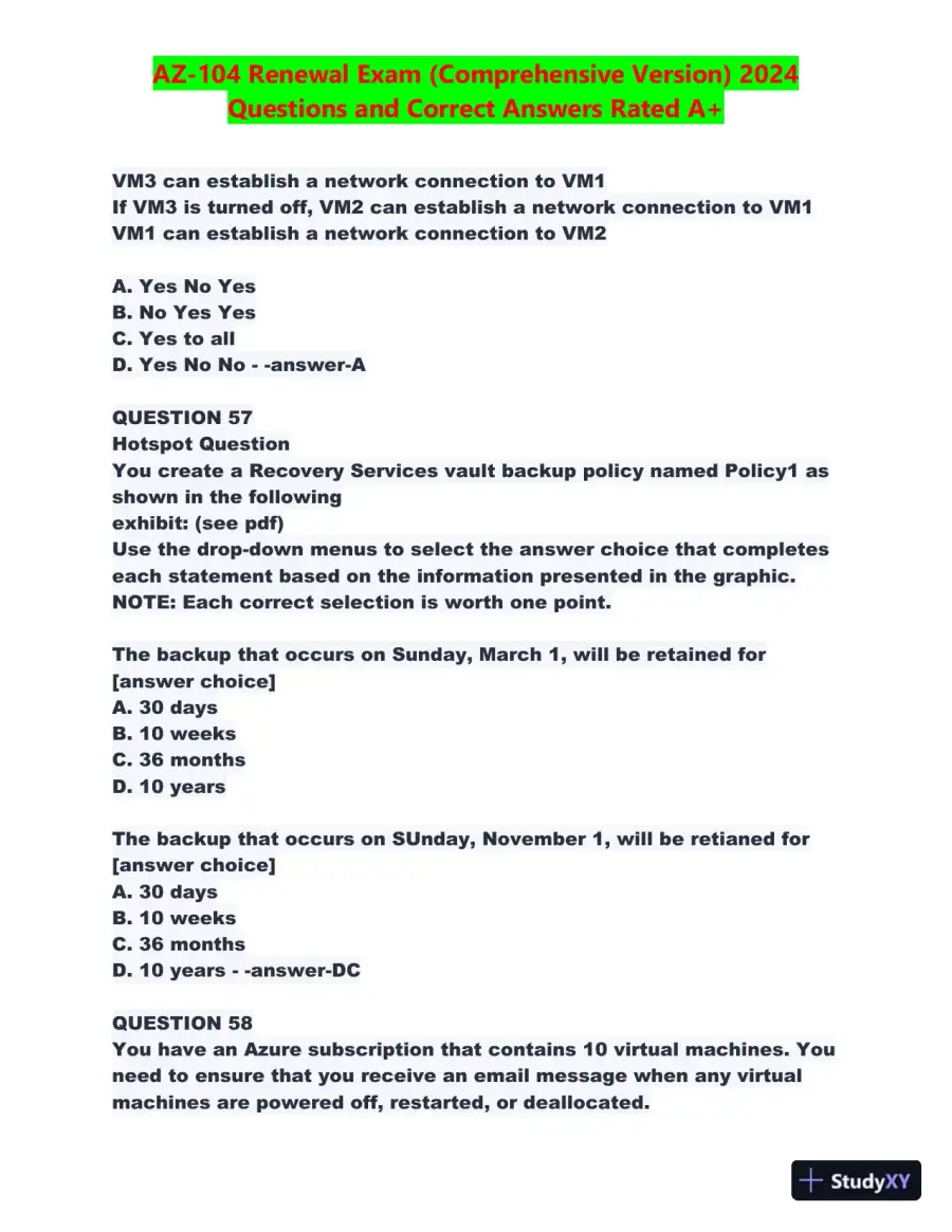 2024 AZ-104 Renewal Comprehensive Exam with Answers (270 Solved Questions), page 30