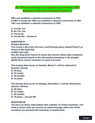 2024 AZ-104 Renewal Comprehensive Exam with Answers (270 Solved Questions) - Page 30 preview image