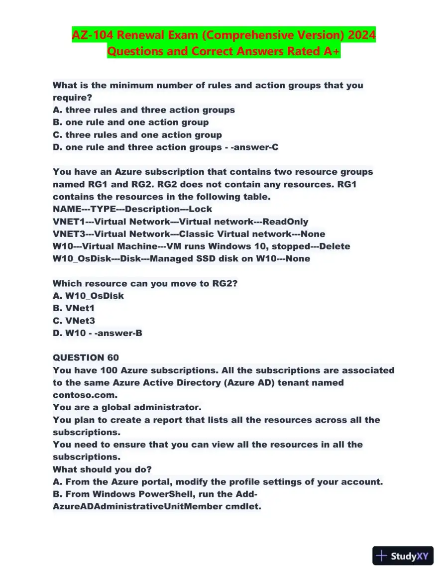 2024 AZ-104 Renewal Comprehensive Exam with Answers (270 Solved Questions), page 31