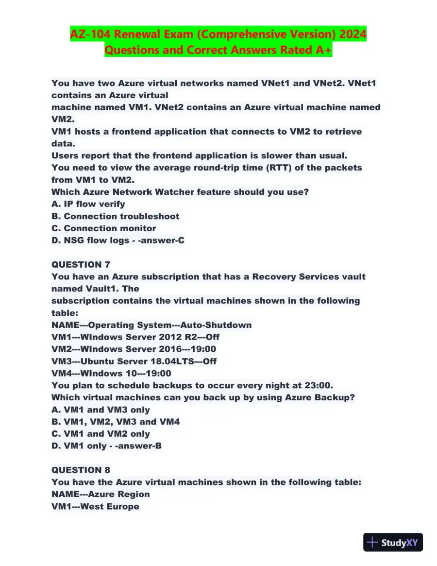 2024 AZ-104 Renewal Comprehensive Exam with Answers (270 Solved Questions), page 4