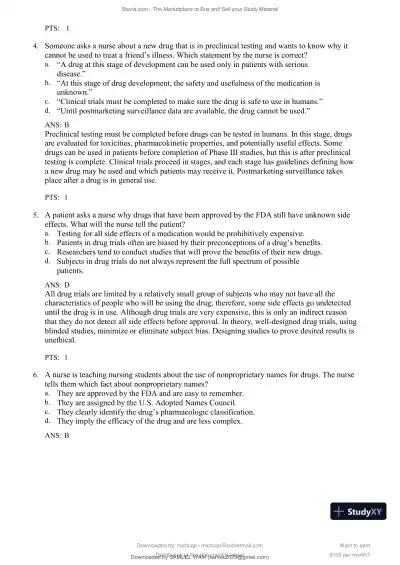 Test Bank for Lehne's Pharmacology for Nursing Care, 11th Edition (Chapters 1-112) - Page 11 preview image