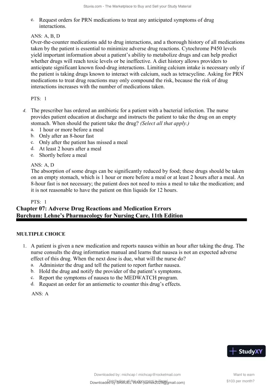 Test Bank for Lehne's Pharmacology for Nursing Care, 11th Edition (Chapters 1-112), page 24