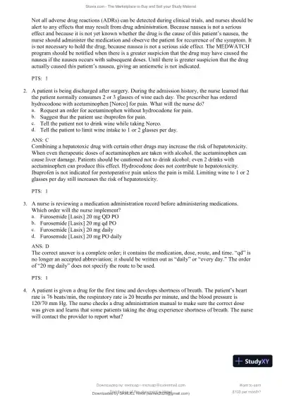 Test Bank for Lehne's Pharmacology for Nursing Care, 11th Edition (Chapters 1-112) - Page 25 preview image