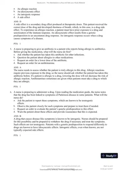 Test Bank for Lehne's Pharmacology for Nursing Care, 11th Edition (Chapters 1-112) - Page 26 preview image