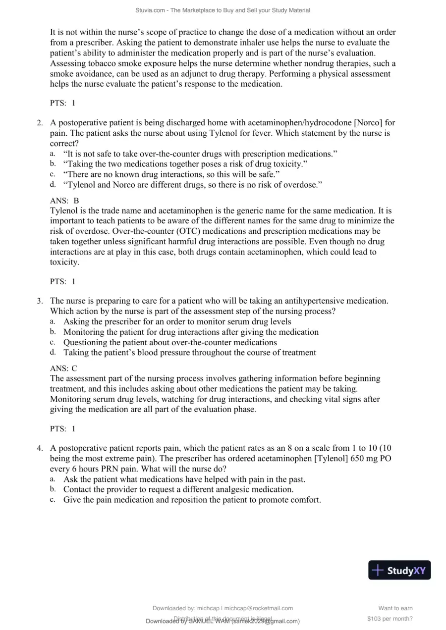 Test Bank for Lehne's Pharmacology for Nursing Care, 11th Edition (Chapters 1-112), page 5