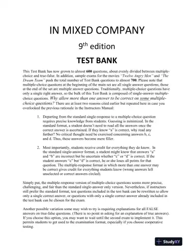 In Mixed Company: Communicating in Small Groups 9th Edition Test Bank - Page 1 preview image