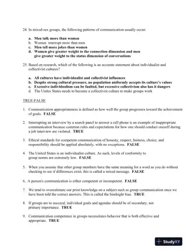 In Mixed Company: Communicating in Small Groups 9th Edition Test Bank - Page 7 preview image
