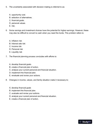 Personal Finance 6th Canadian Edition Test Bank - Page 3 preview image