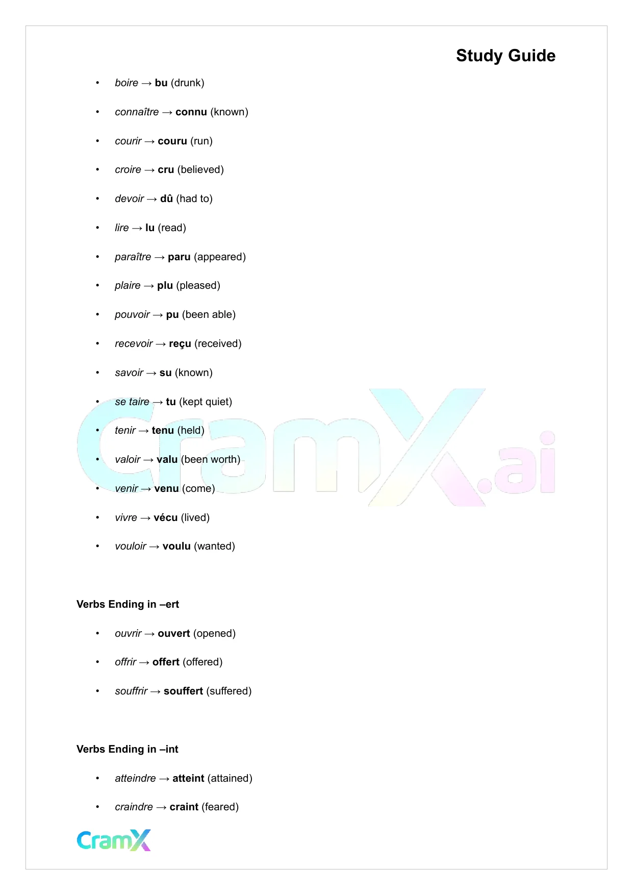 French II – Participles - Page 4 preview image