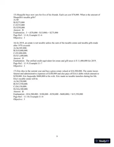 Test Bank for Pearson's Federal Taxation 2020 Individuals, 33rd Edition - Page 10 preview image