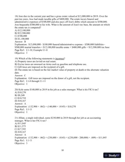 Test Bank for Pearson's Federal Taxation 2020 Individuals, 33rd Edition - Page 11 preview image