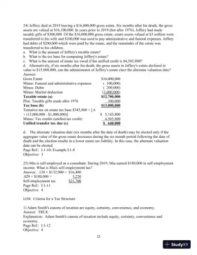 Test Bank for Pearson's Federal Taxation 2020 Individuals, 33rd Edition - Page 13 preview image