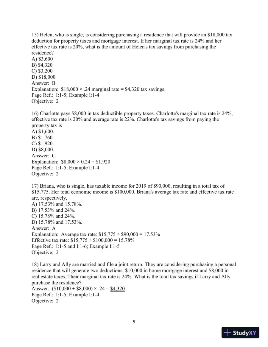 Test Bank for Pearson's Federal Taxation 2020 Individuals, 33rd Edition, page 6