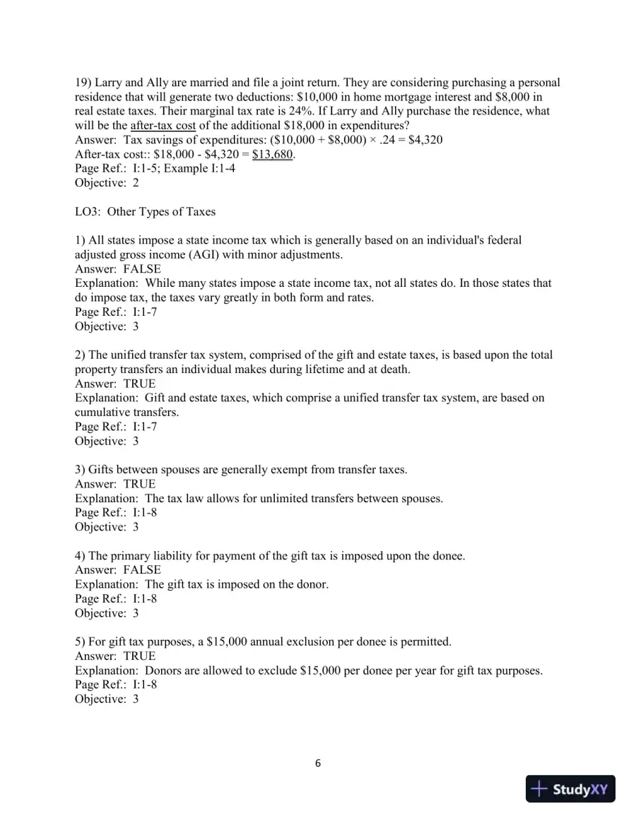 Test Bank for Pearson's Federal Taxation 2020 Individuals, 33rd Edition, page 7