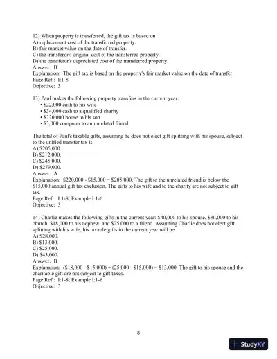 Test Bank for Pearson's Federal Taxation 2020 Individuals, 33rd Edition - Page 9 preview image