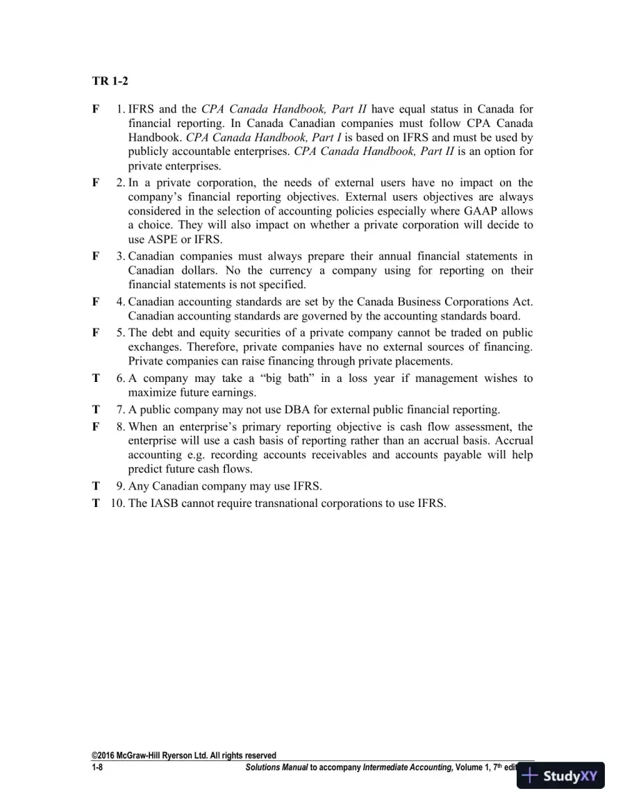 Solution Manual For Intermediate Accounting Volume 1, Seventh Canadian Edition, page 9