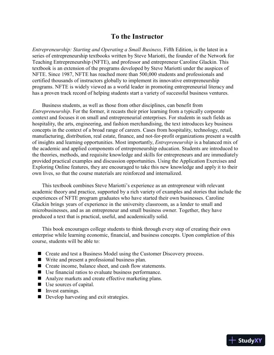 Solution Manual For Entrepreneurship: Starting and Operating Small Business, 5th Edition, page 3
