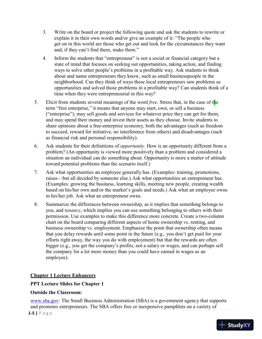 Solution Manual For Entrepreneurship: Starting and Operating Small Business, 5th Edition, page 9