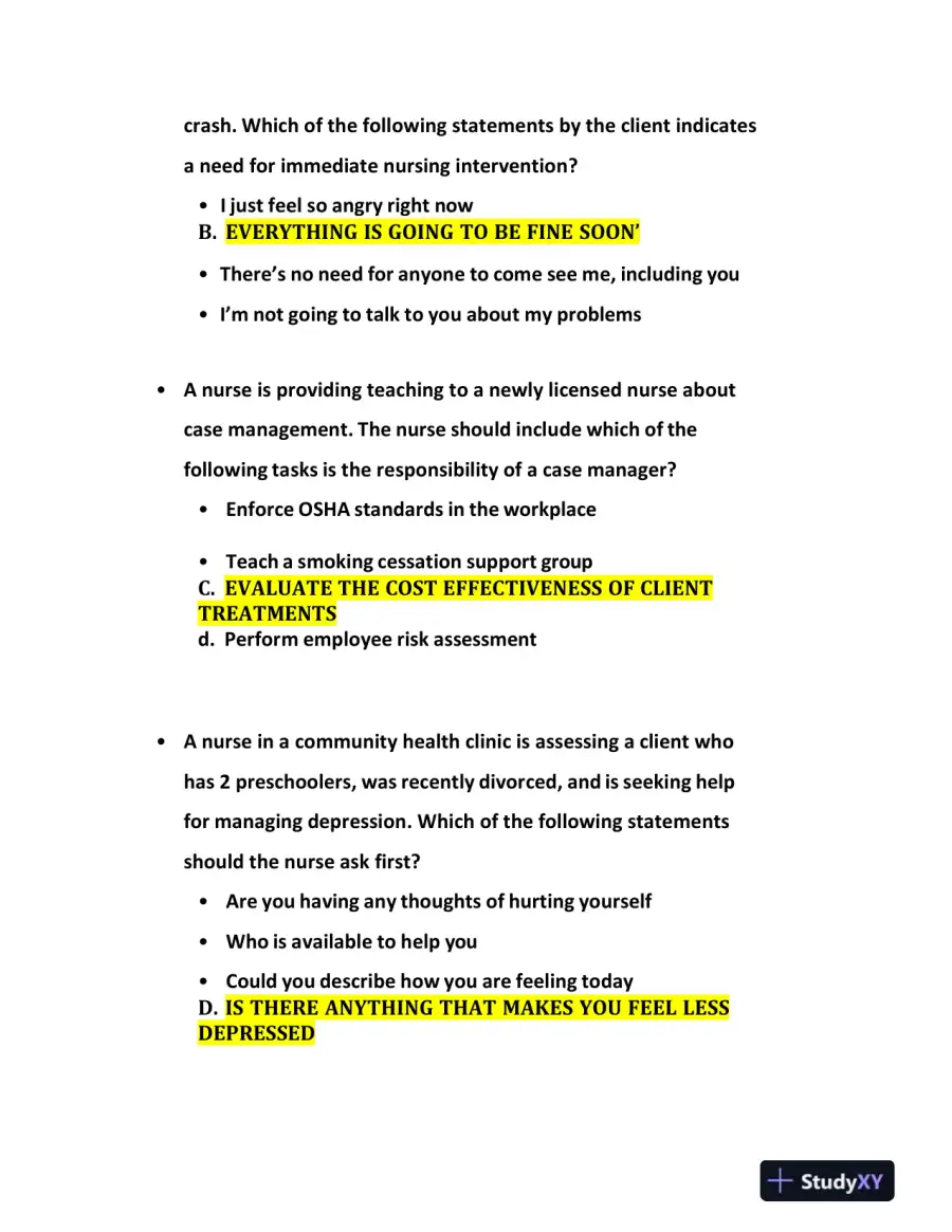 2021-2022 ATI Community Health Proctored Exam with Answers (58 Solved Questions), page 3