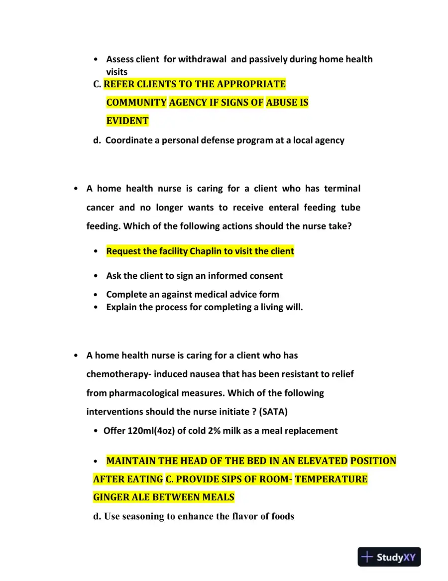 2021-2022 ATI Community Health Proctored Exam with Answers (58 Solved Questions), page 5