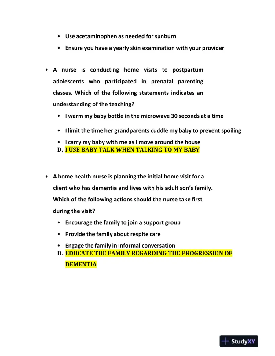 2021-2022 ATI Community Health Proctored Exam with Answers (58 Solved Questions), page 8