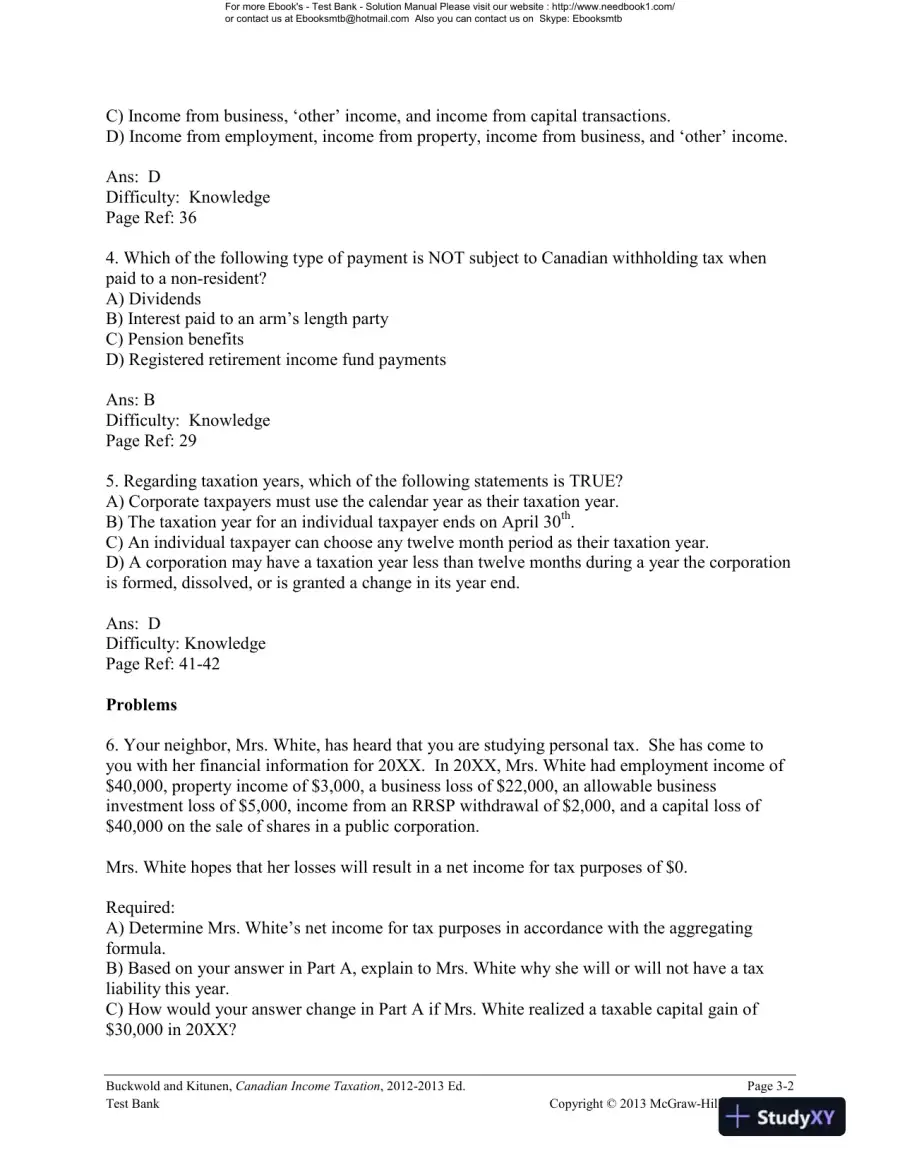 Canadian Income Taxation : Planning And Decision Making, 2013-2014 Edition Test Bank, page 11