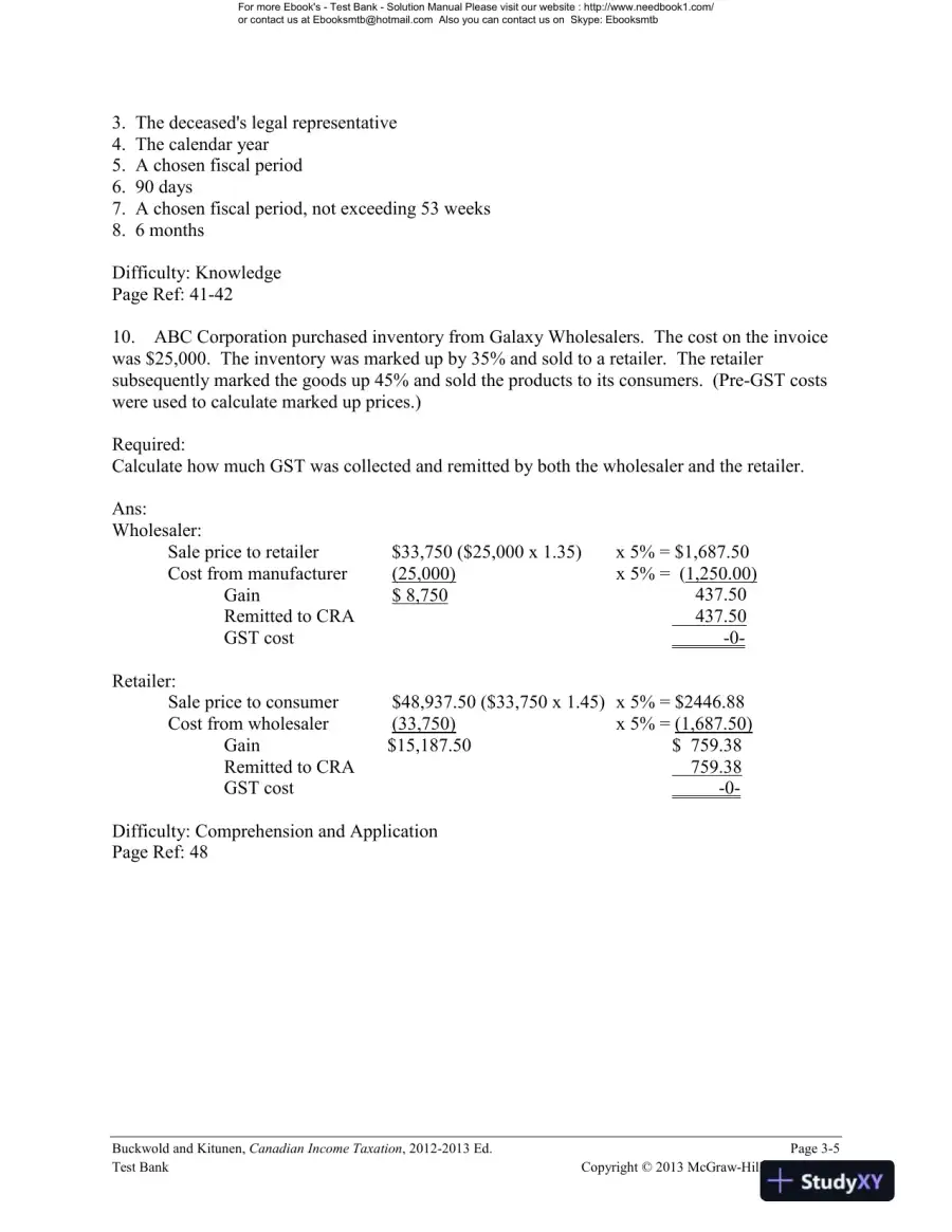 Canadian Income Taxation : Planning And Decision Making, 2013-2014 Edition Test Bank, page 14