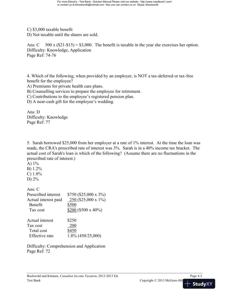 Canadian Income Taxation : Planning And Decision Making, 2013-2014 Edition Test Bank, page 16