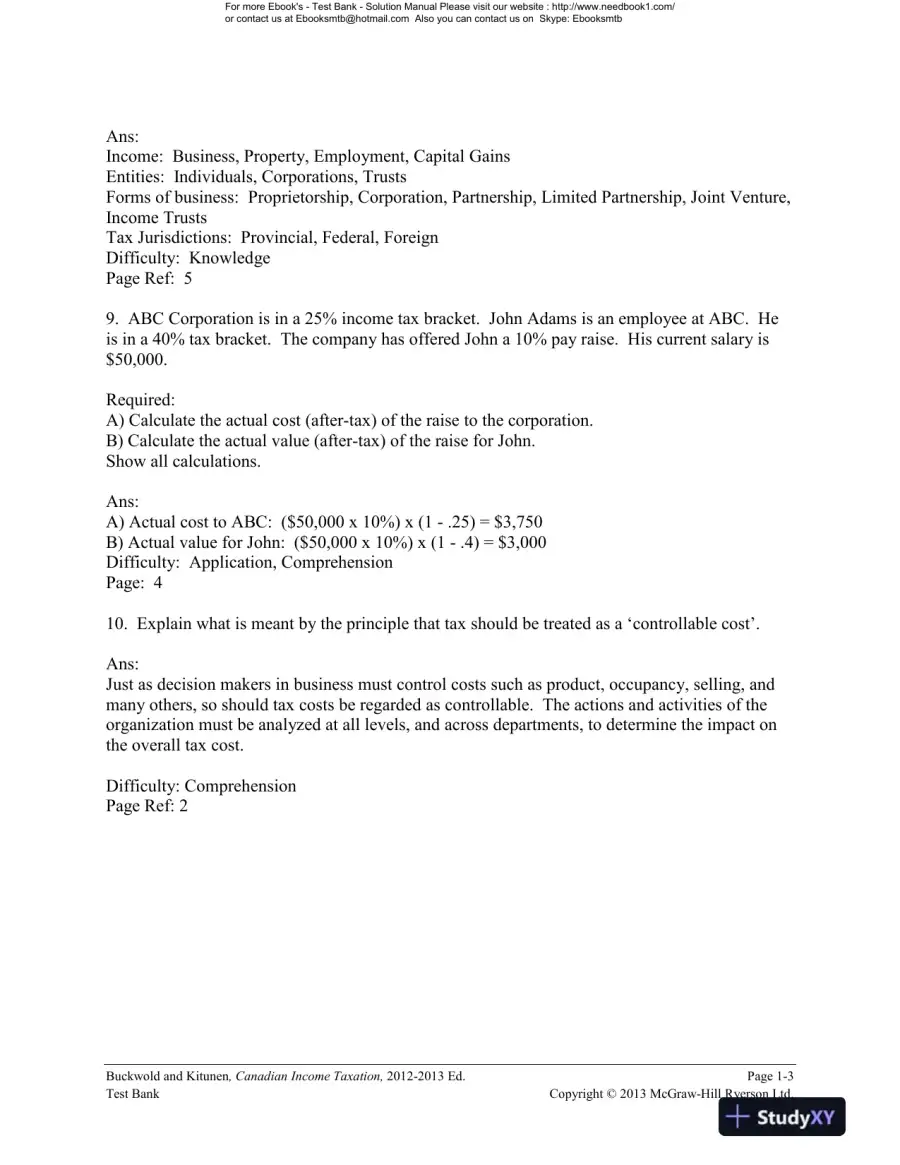 Canadian Income Taxation : Planning And Decision Making, 2013-2014 Edition Test Bank, page 4