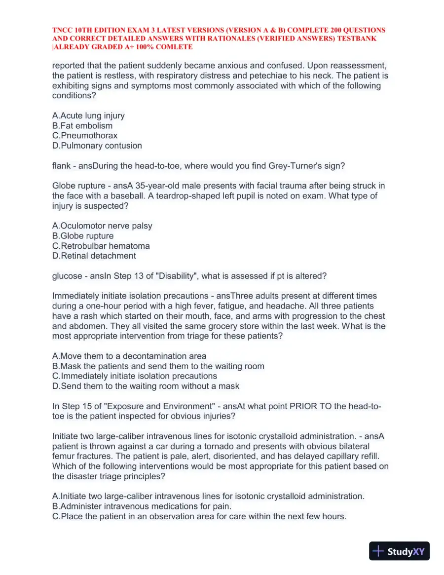 TNCC 10th Edition Practice Exam 3 Version A and B with Answers (740 Solved Questions), page 12