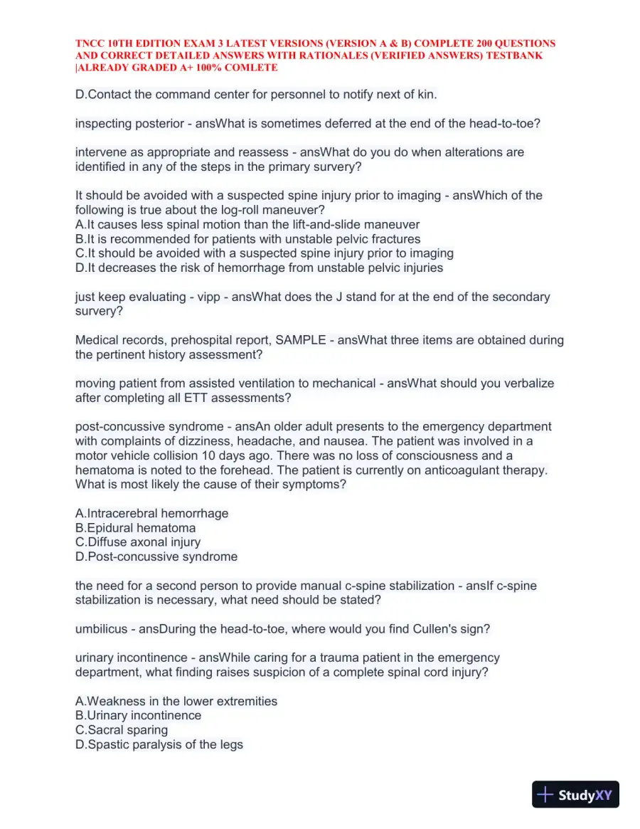 TNCC 10th Edition Practice Exam 3 Version A and B with Answers (740 Solved Questions), page 13