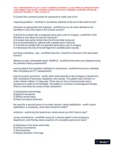 TNCC 10th Edition Practice Exam 3 Version A and B with Answers (740 Solved Questions) - Page 13 preview image