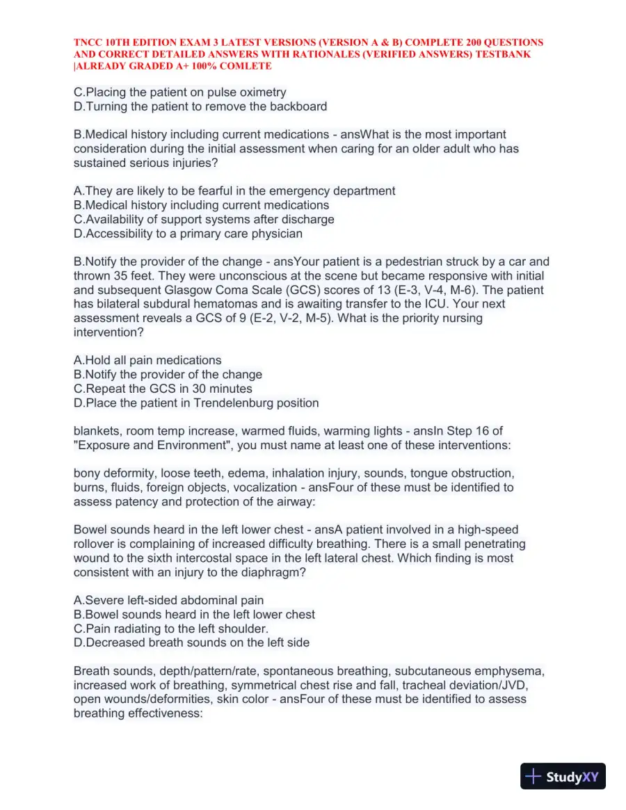 TNCC 10th Edition Practice Exam 3 Version A and B with Answers (740 Solved Questions), page 18