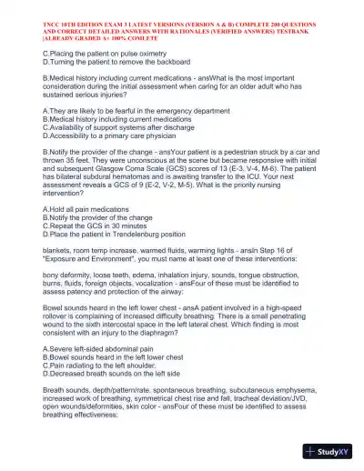 TNCC 10th Edition Practice Exam 3 Version A and B with Answers (740 Solved Questions) - Page 18 preview image