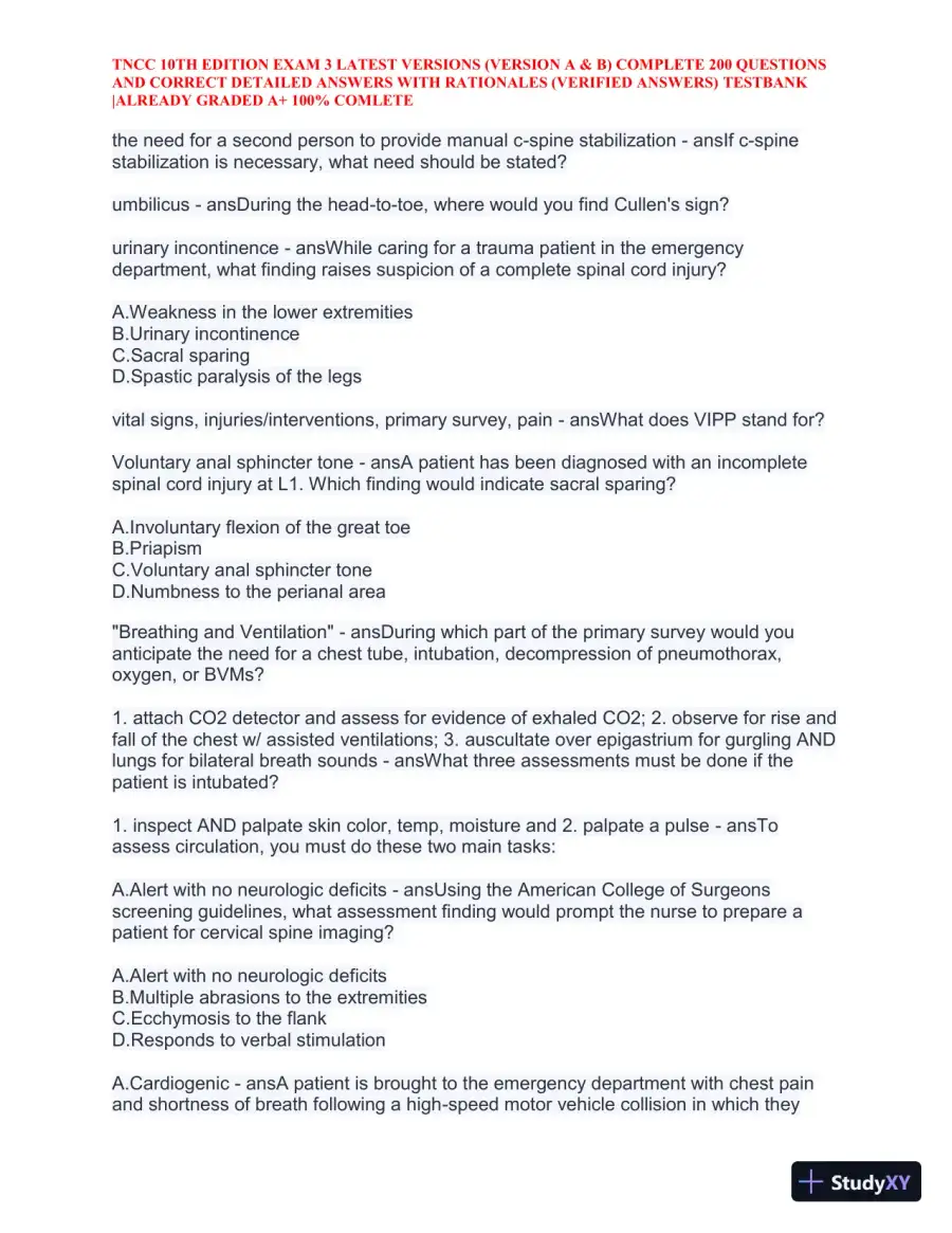 TNCC 10th Edition Practice Exam 3 Version A and B with Answers (740 Solved Questions), page 26
