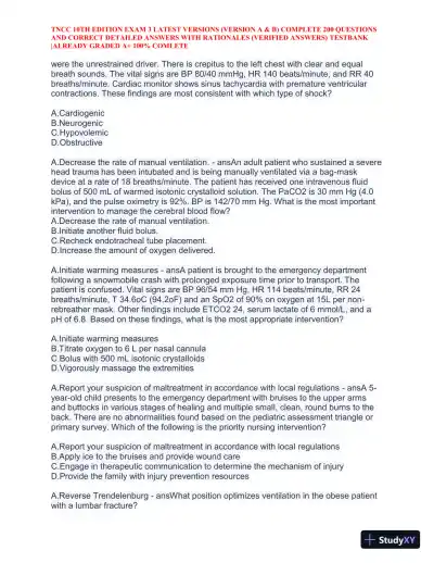 TNCC 10th Edition Practice Exam 3 Version A and B with Answers (740 Solved Questions) - Page 27 preview image