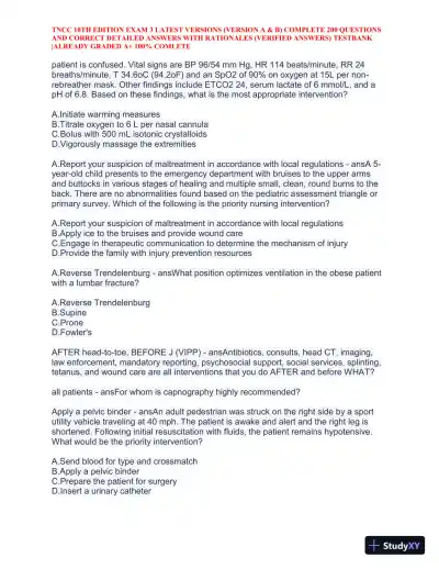 TNCC 10th Edition Practice Exam 3 Version A and B with Answers (740 Solved Questions) - Page 3 preview image