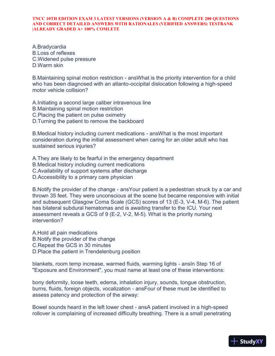 TNCC 10th Edition Practice Exam 3 Version A and B with Answers (740 Solved Questions), page 30
