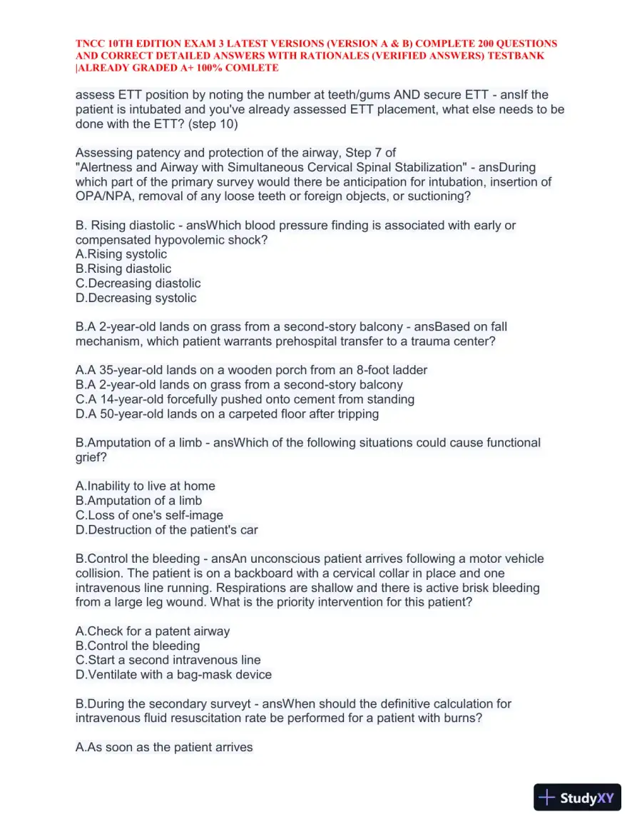 TNCC 10th Edition Practice Exam 3 Version A and B with Answers (740 Solved Questions), page 4