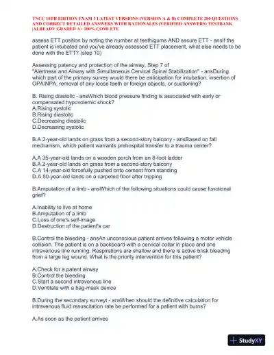 TNCC 10th Edition Practice Exam 3 Version A and B with Answers (740 Solved Questions) - Page 4 preview image