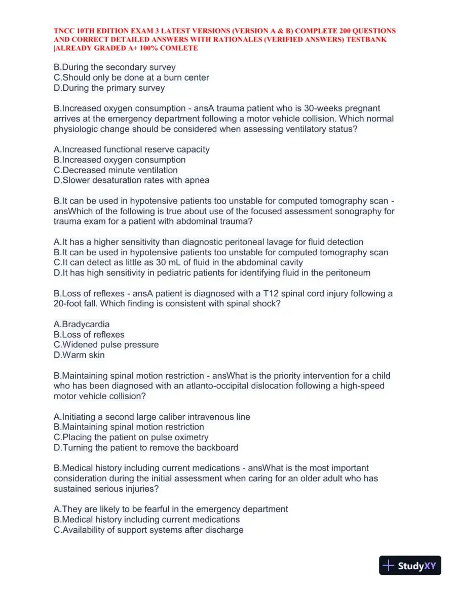 TNCC 10th Edition Practice Exam 3 Version A and B with Answers (740 Solved Questions), page 5
