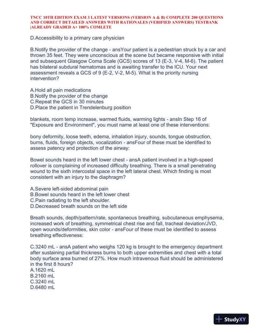 TNCC 10th Edition Practice Exam 3 Version A and B with Answers (740 Solved Questions), page 6