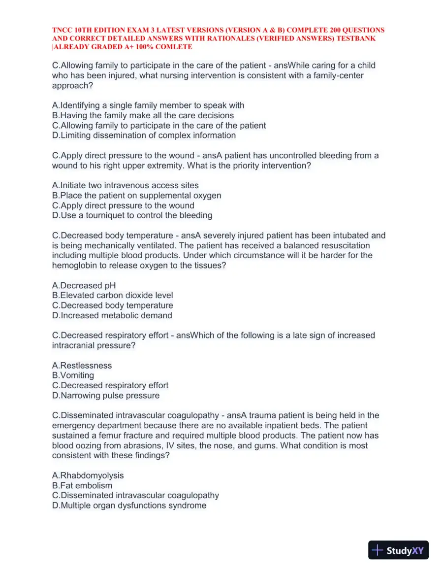 TNCC 10th Edition Practice Exam 3 Version A and B with Answers (740 Solved Questions), page 7
