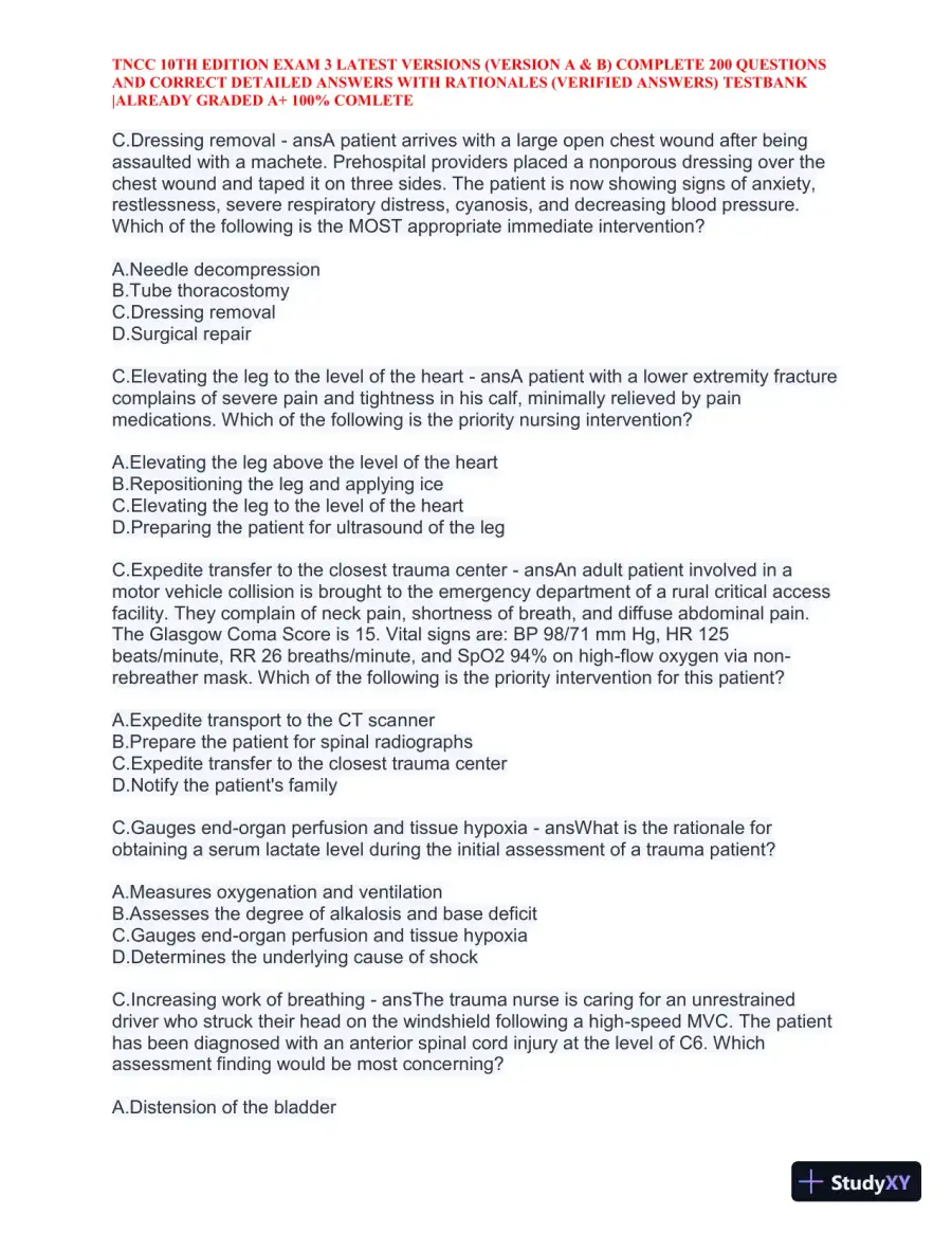 TNCC 10th Edition Practice Exam 3 Version A and B with Answers (740 Solved Questions), page 8