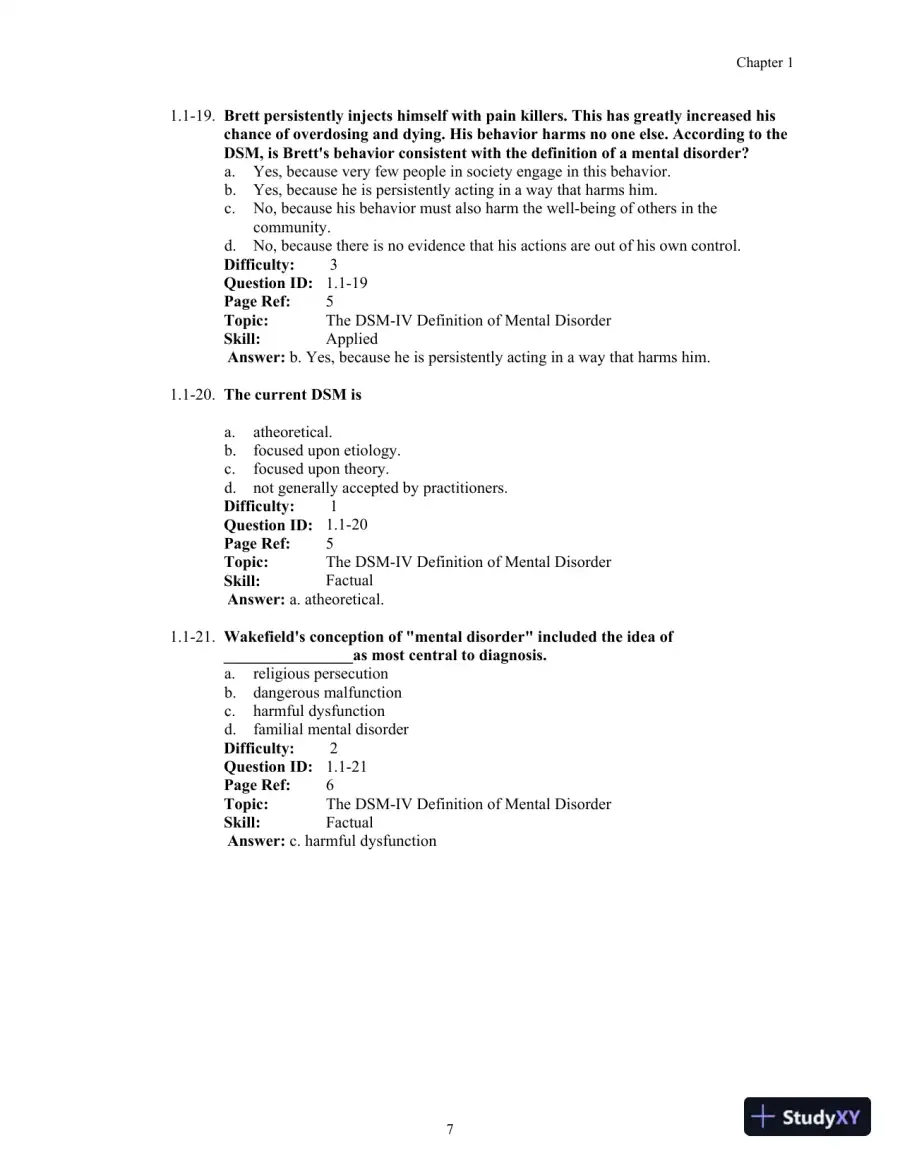 Test Bank For Abnormal Psychology, 14th Edition, page 11