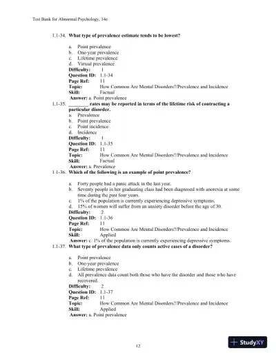 Test Bank For Abnormal Psychology, 14th Edition - Page 16 preview image