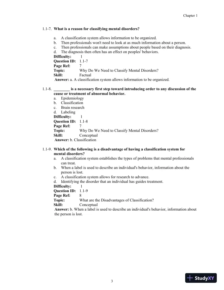 Test Bank For Abnormal Psychology, 14th Edition, page 7