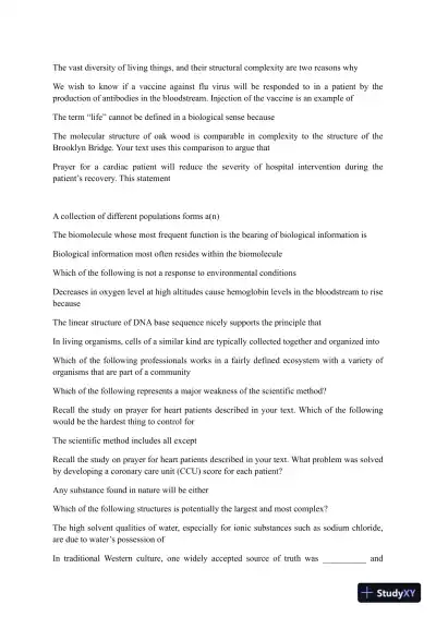 Liberty University BIOL 101 Quiz 1 Complete Solutions Correct Answers Key - Page 3 preview image