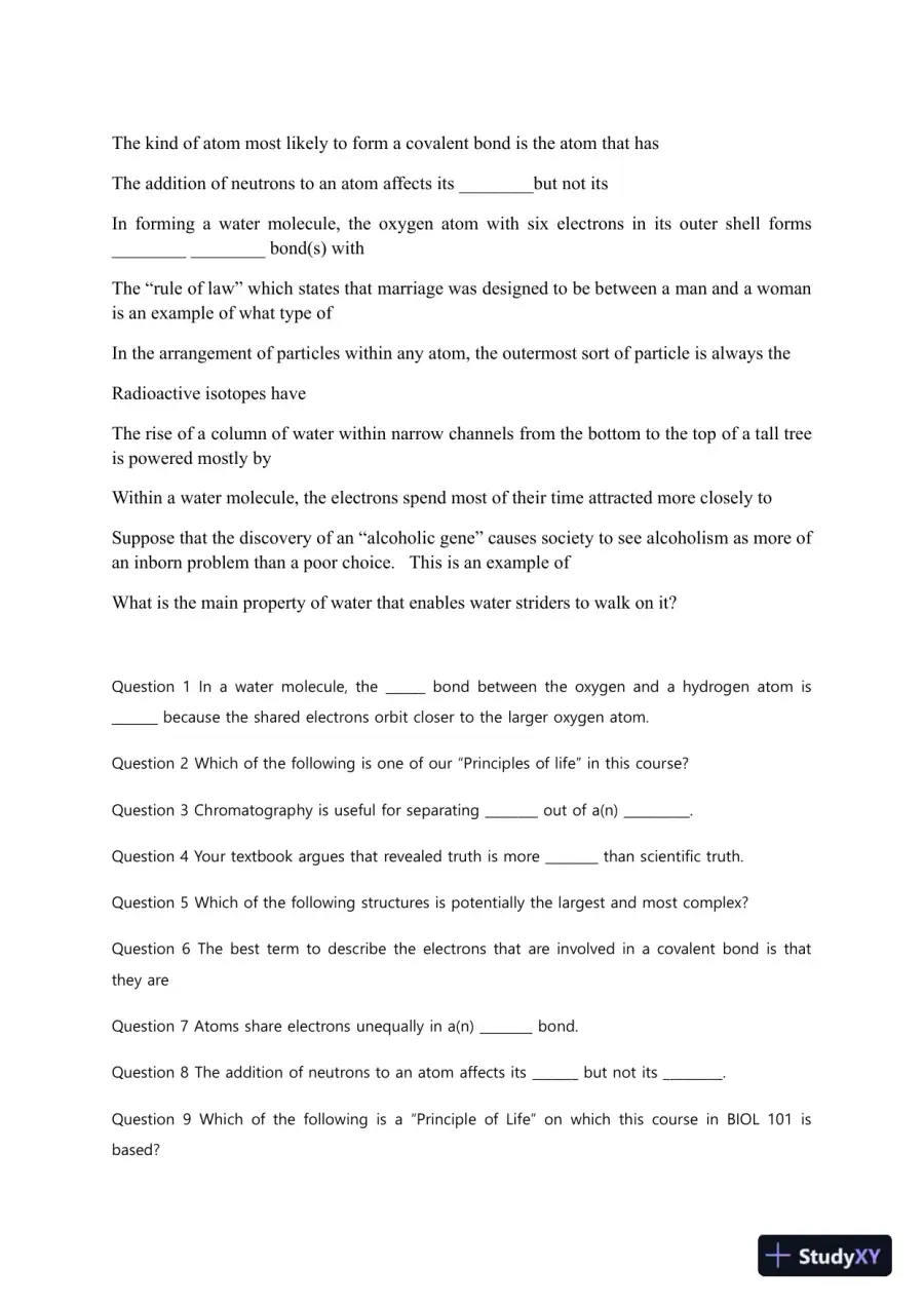 Liberty University BIOL 101 Quiz 1 Complete Solutions Correct Answers Key, page 5